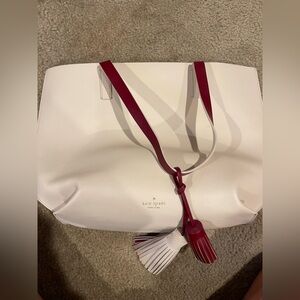 Kate spade white and burgundy tote. Like new